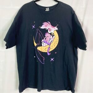 Hazbin Hotel Angel’s Moon and Fat Nuggets Black Graphic Tshirt XL